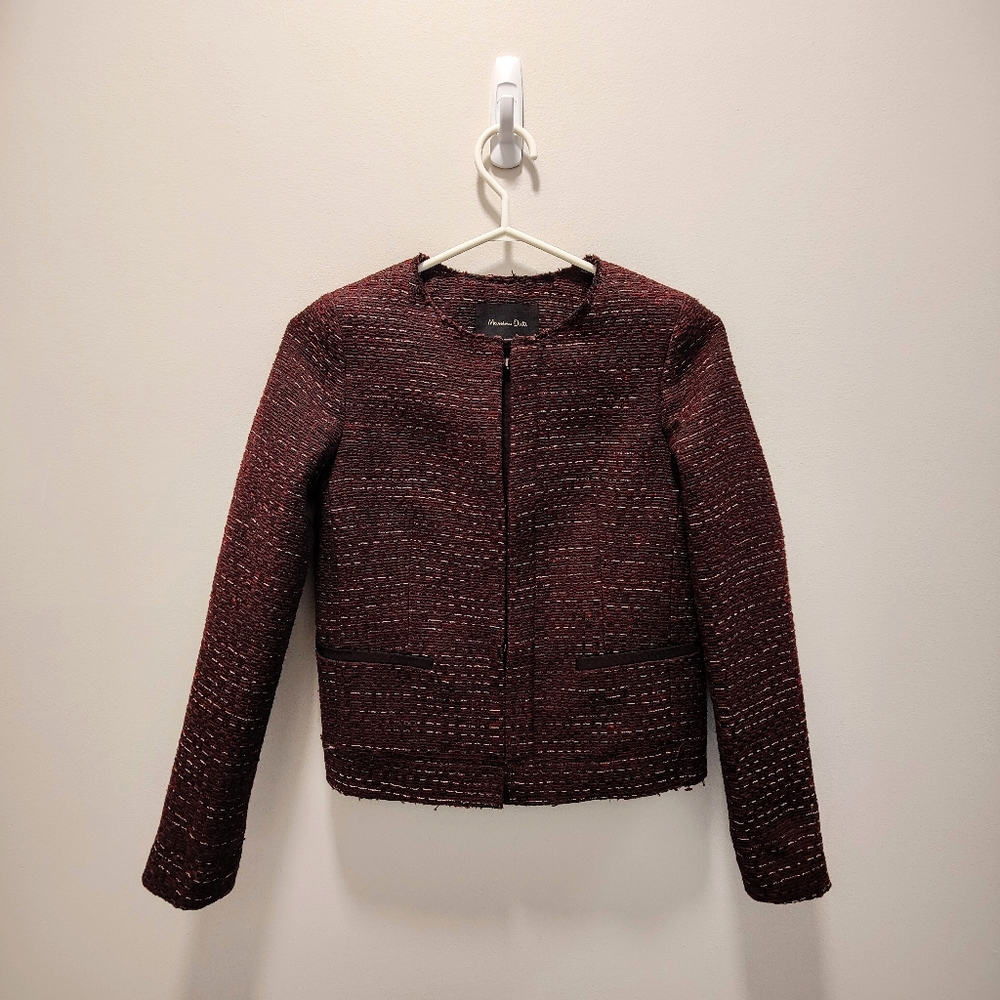 Massimo Dutti Women's Blazer Size 2 Maroon